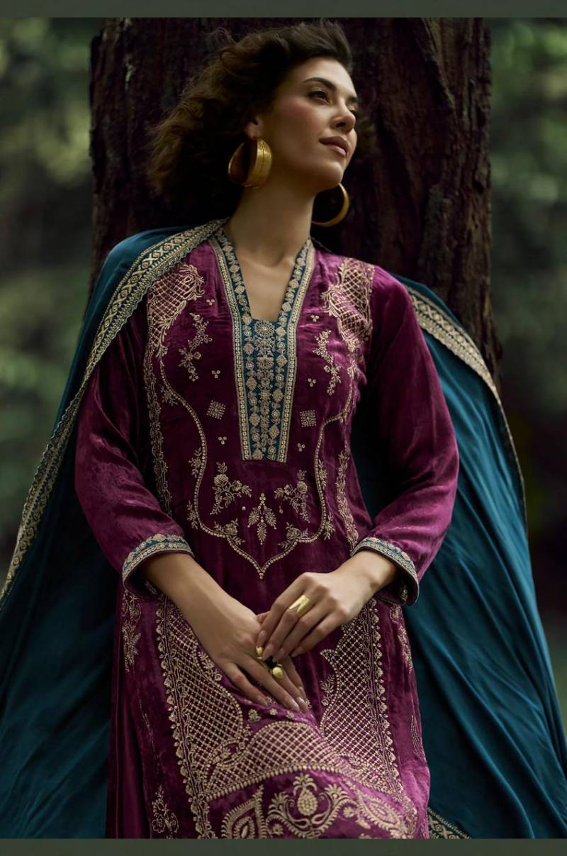 Aiqa The Lady Of The Lake Viscose Velvet Salwar Kameez Suit