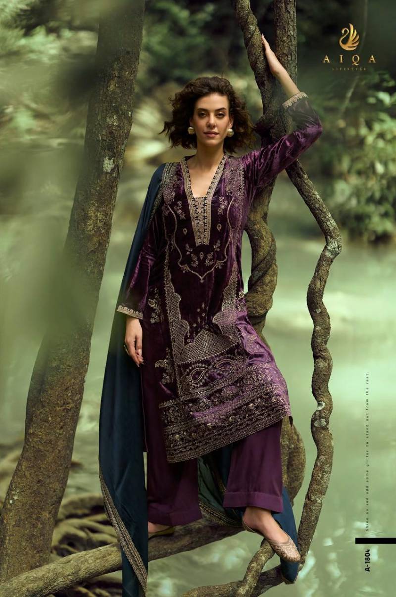 Aiqa The Lady Of The Lake Viscose Velvet Salwar Kameez Suit