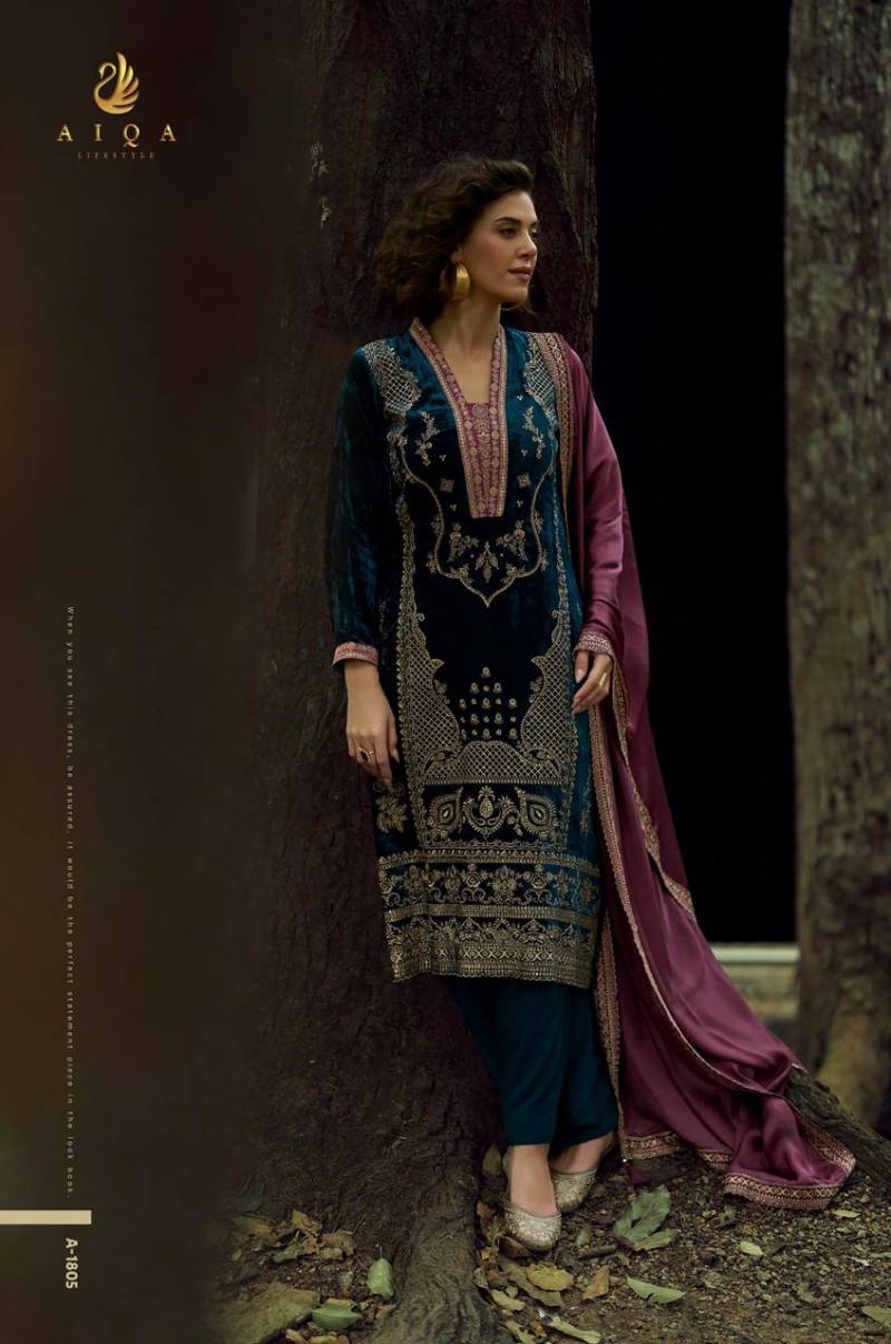 Aiqa The Lady Of The Lake Viscose Velvet Salwar Kameez Suit