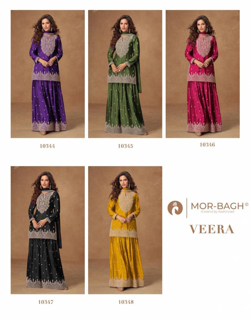 Aashirwad Mor Bagh Veera Chinon Silk Designer Salwar Suit Collection