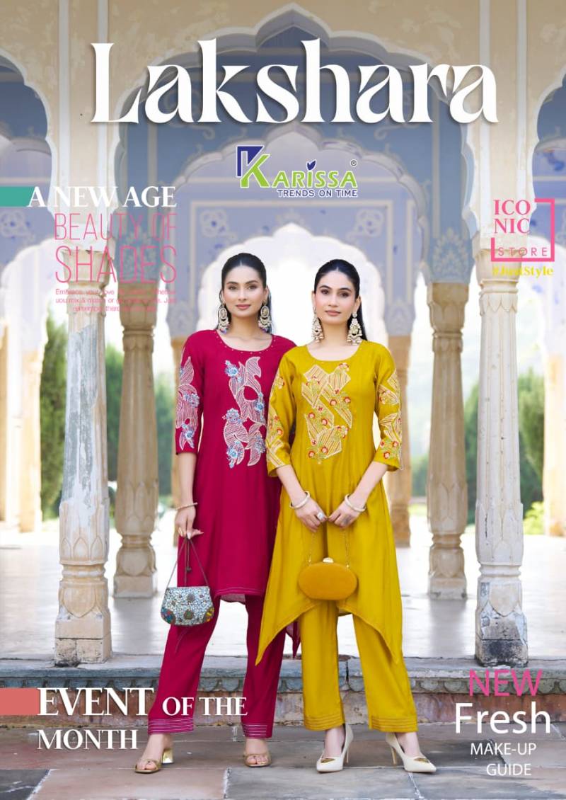 Karissa Lakshara Soft Viscose Thread Work Co Ord Set Collection
