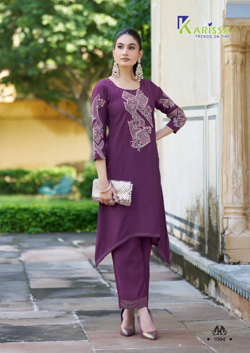 Karissa Lakshara Soft Viscose Thread Work Co Ord Set Collection