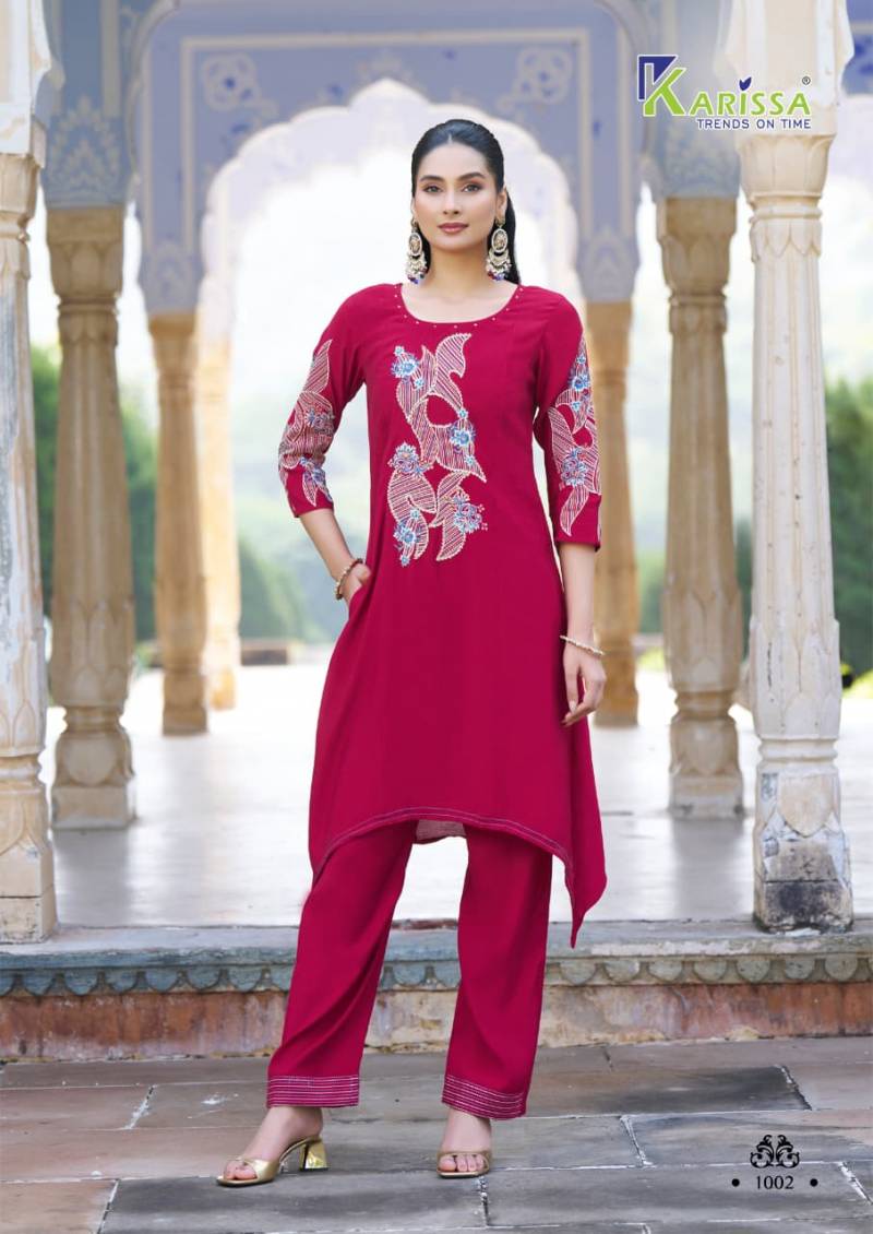 Karissa Lakshara Soft Viscose Thread Work Co Ord Set Collection