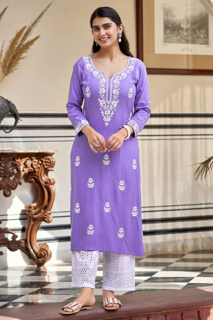 Mv 627 Pure Rayon Embroidered Kurti With Bottom Collection