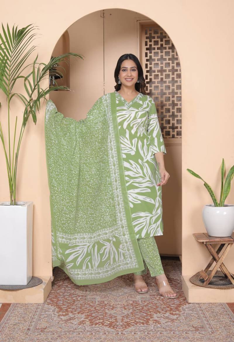 Saina Vol 3 Cambric Cotton Embroidery Work Top Bottom And Dupatta