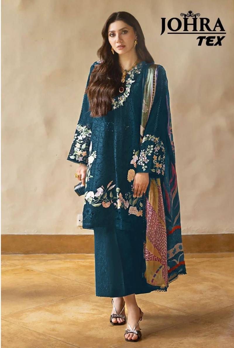 Johra Tex 176 D Cambric Cotton Embroidery Pakistani Suits Collection
