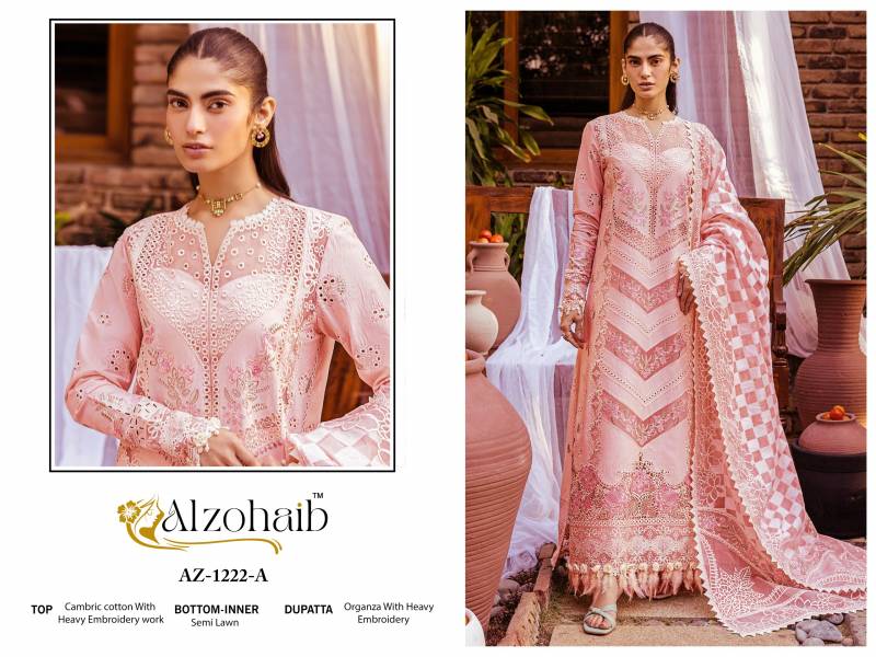 Alzohaib Az 1222 A To B Cotton Semi Lawn Pakistani Salwar Kameez