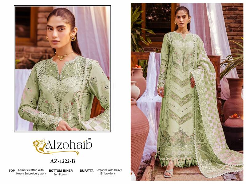Alzohaib Az 1222 A To B Cotton Semi Lawn Pakistani Salwar Kameez