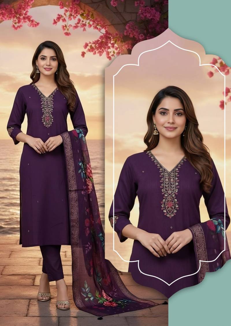 Naisha K 327 Vol 2 Silk Handwork Kurti Pant And Dupatta Collection