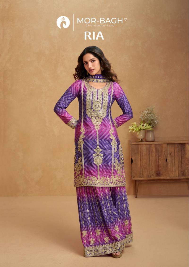 Aashirwad Ria Chinon Silk Designer Salwar Kameez Suits Collection