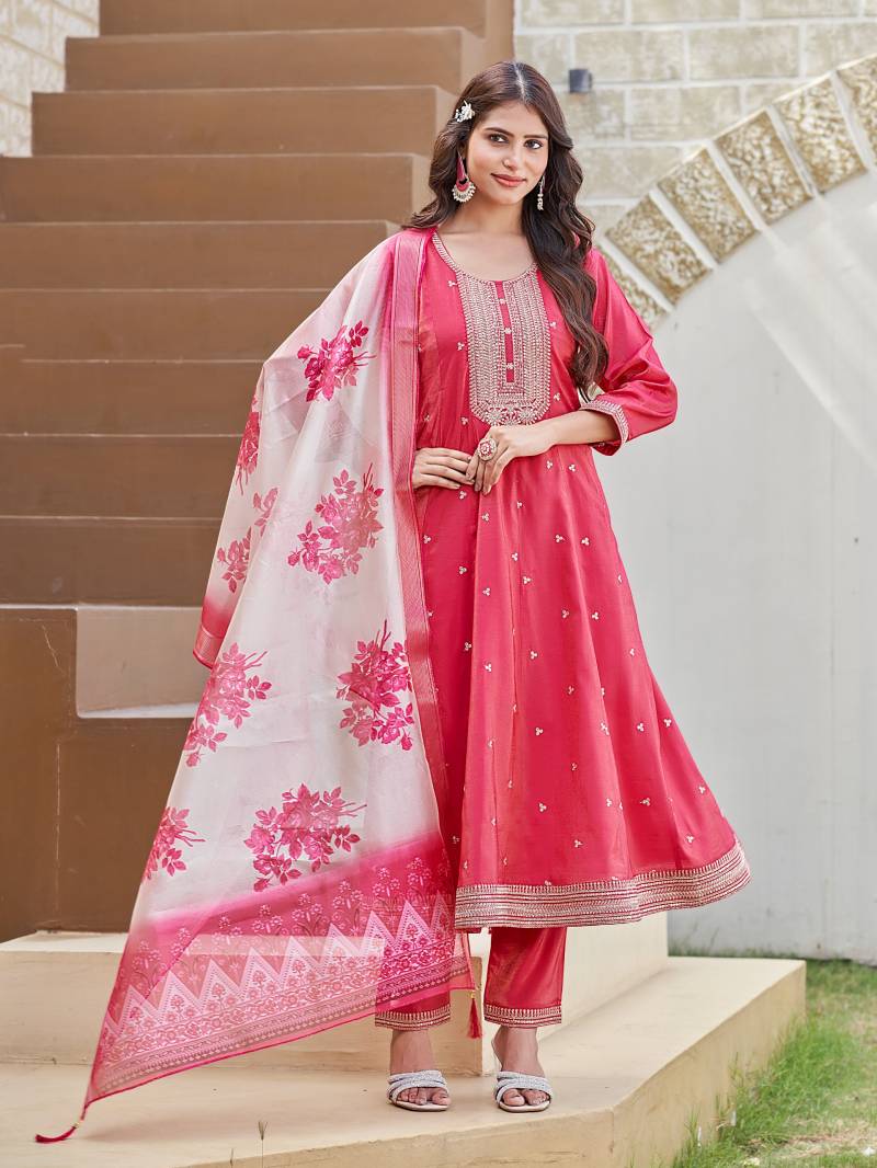 Aanchi Plus Unnati Roman Shimmer Kurti Pant And Dupatta