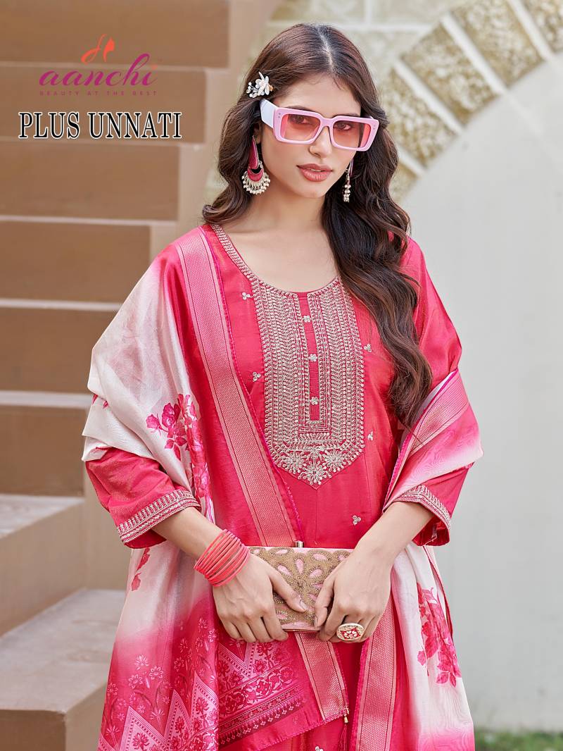 Aanchi Plus Unnati Roman Shimmer Kurti Pant And Dupatta