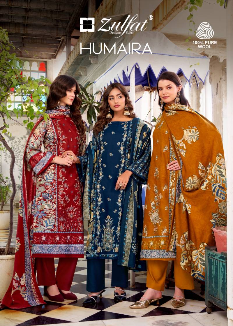 Zulfat Humaira Woollen Pashmina Designer Dress Material Collection