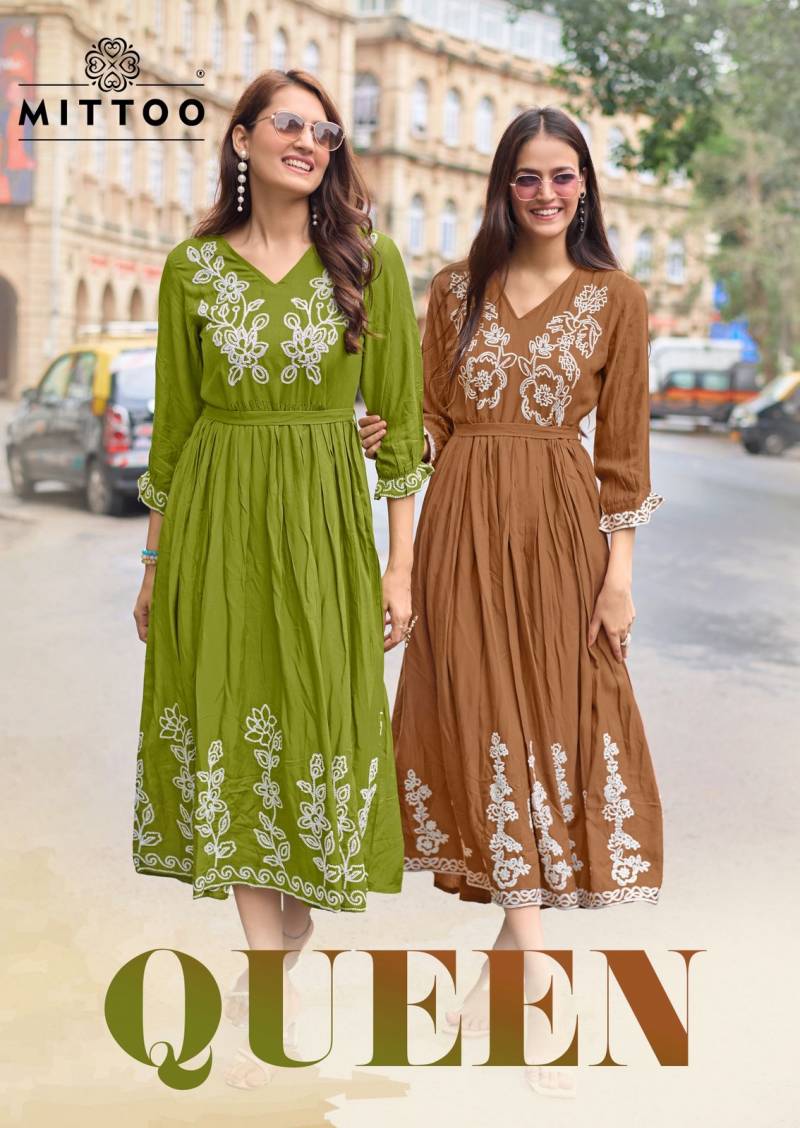 Mittoo Queen Rayon Weaving Thread Worked Kurtis Collection