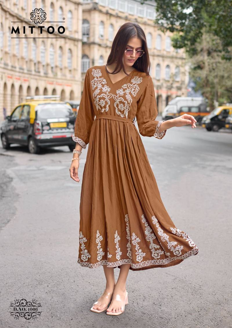 Mittoo Queen Rayon Weaving Thread Worked Kurtis Collection