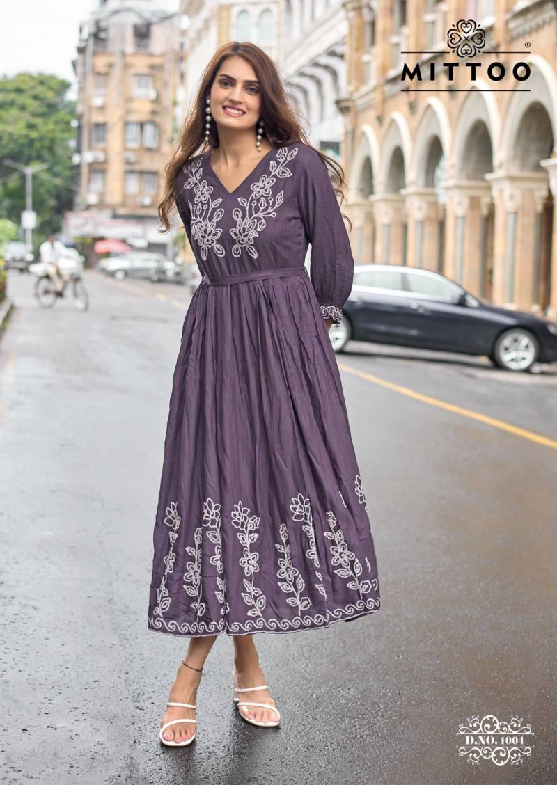 Mittoo Queen Rayon Weaving Thread Worked Kurtis Collection