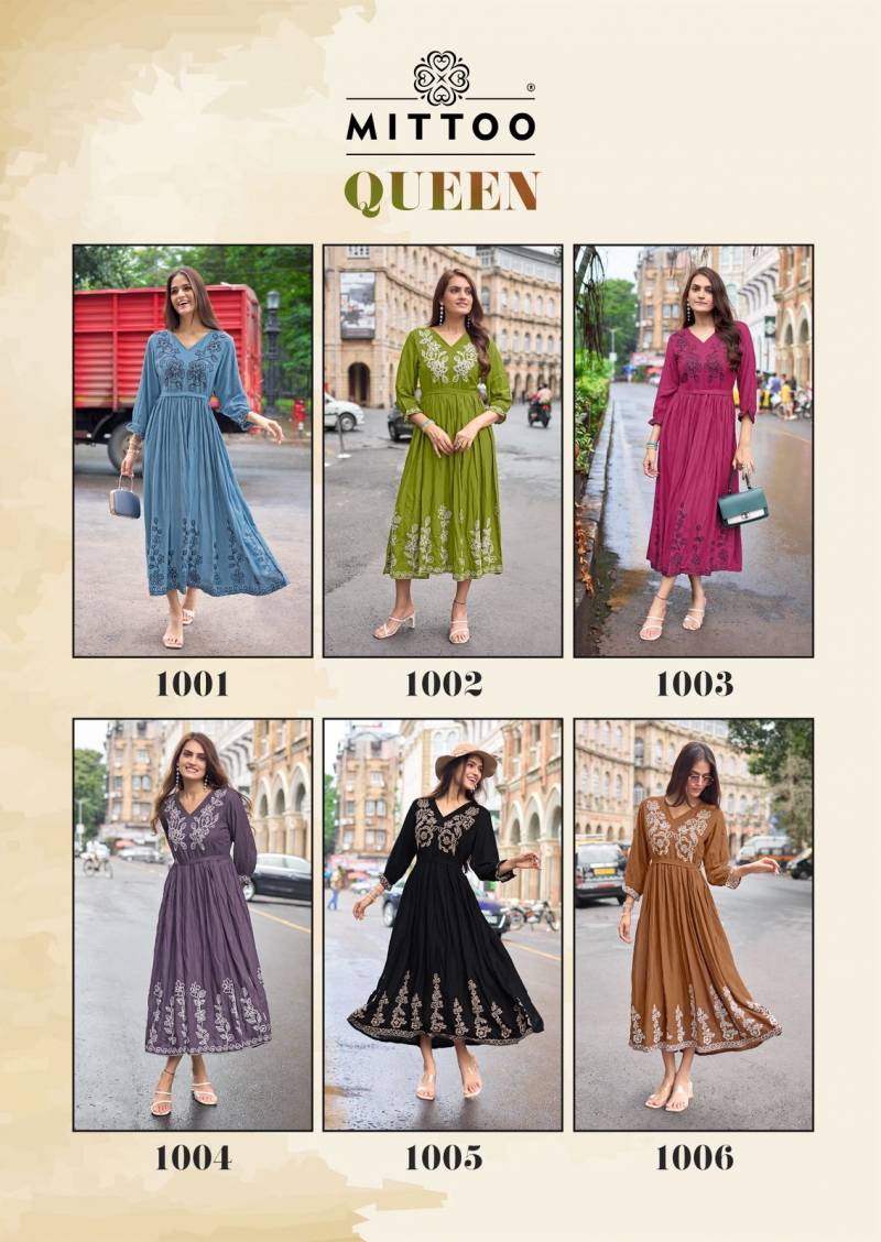 Mittoo Queen Rayon Weaving Thread Worked Kurtis Collection