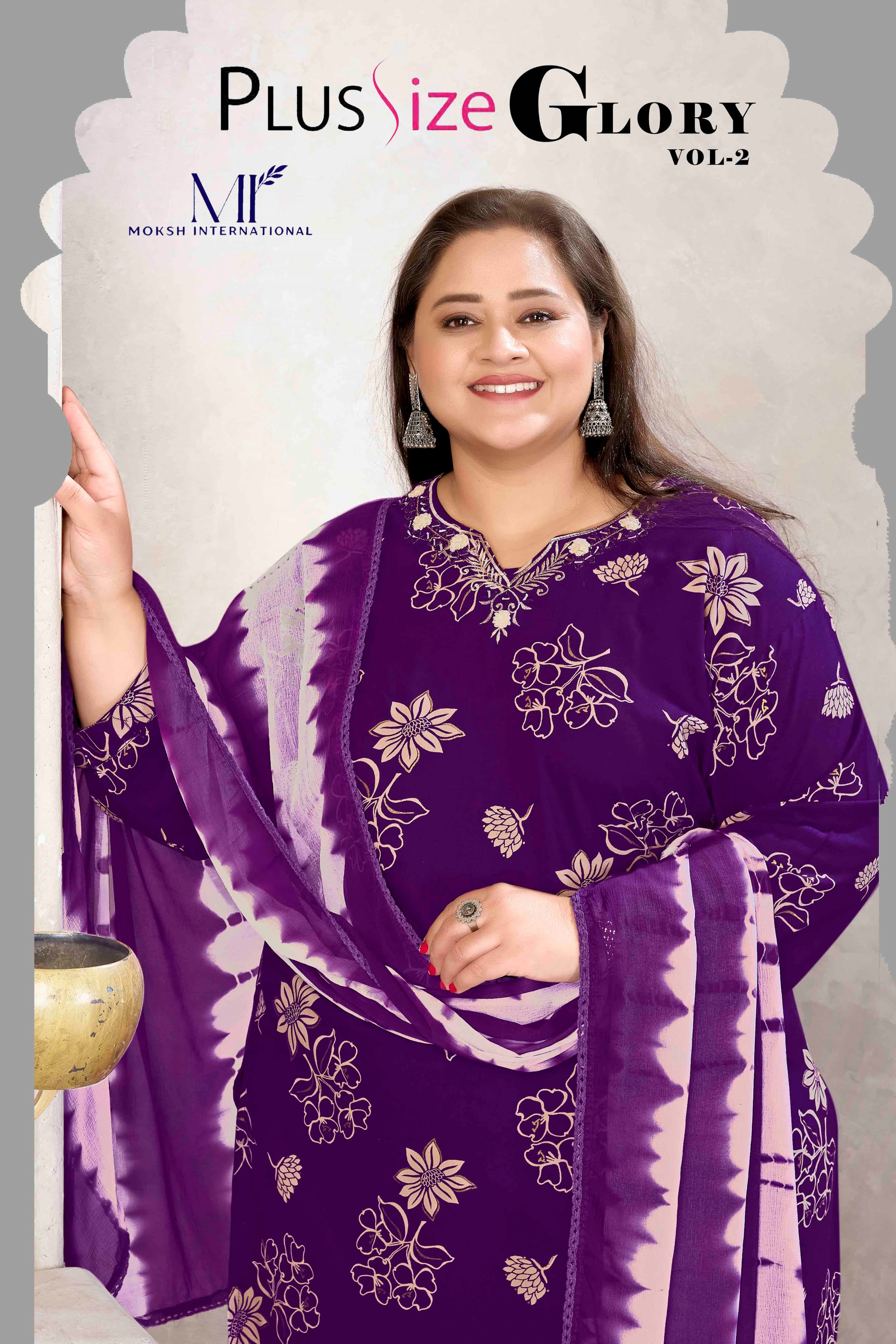 Moksh Plus Size Glory Vol 2 Rayon Handwork Kurti Bottom With Dupatta