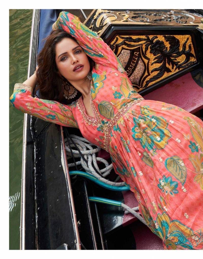 Sayuri Geet Chinon Silk Embroidered Work Designer Gown Collection