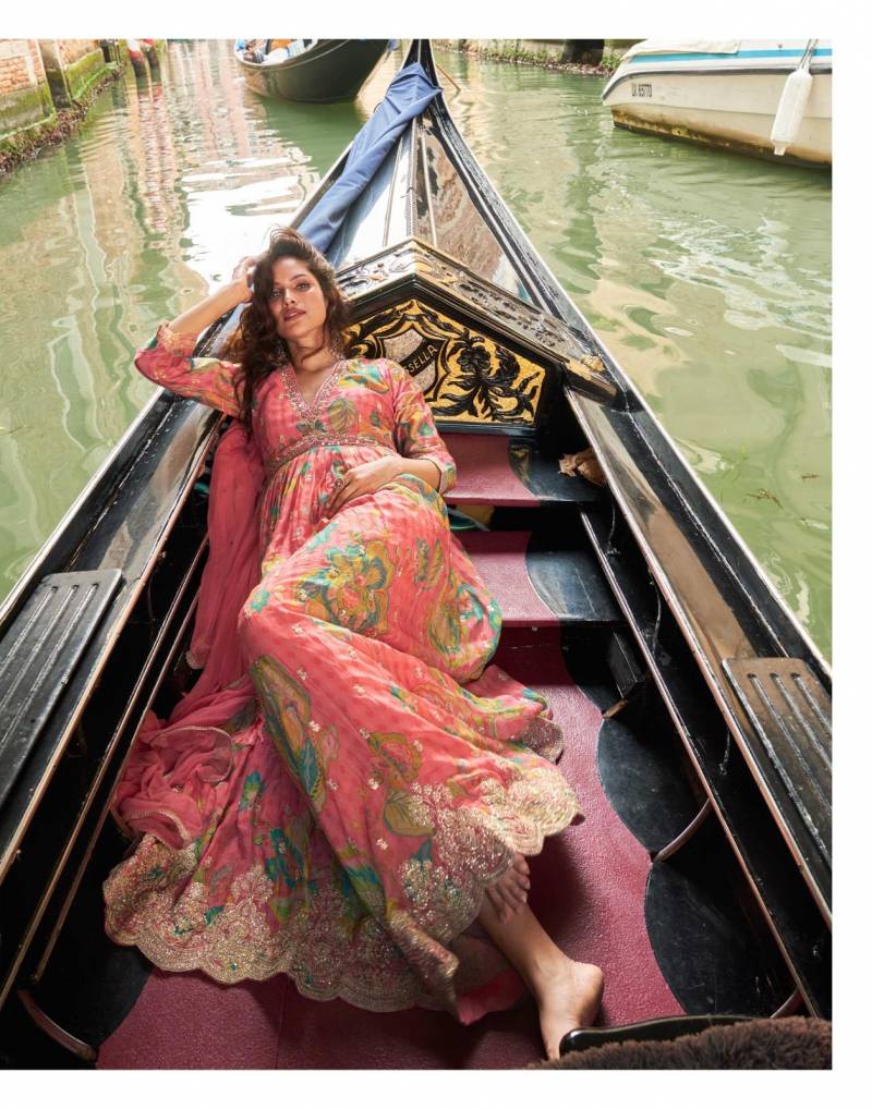 Sayuri Geet Chinon Silk Embroidered Work Designer Gown Collection