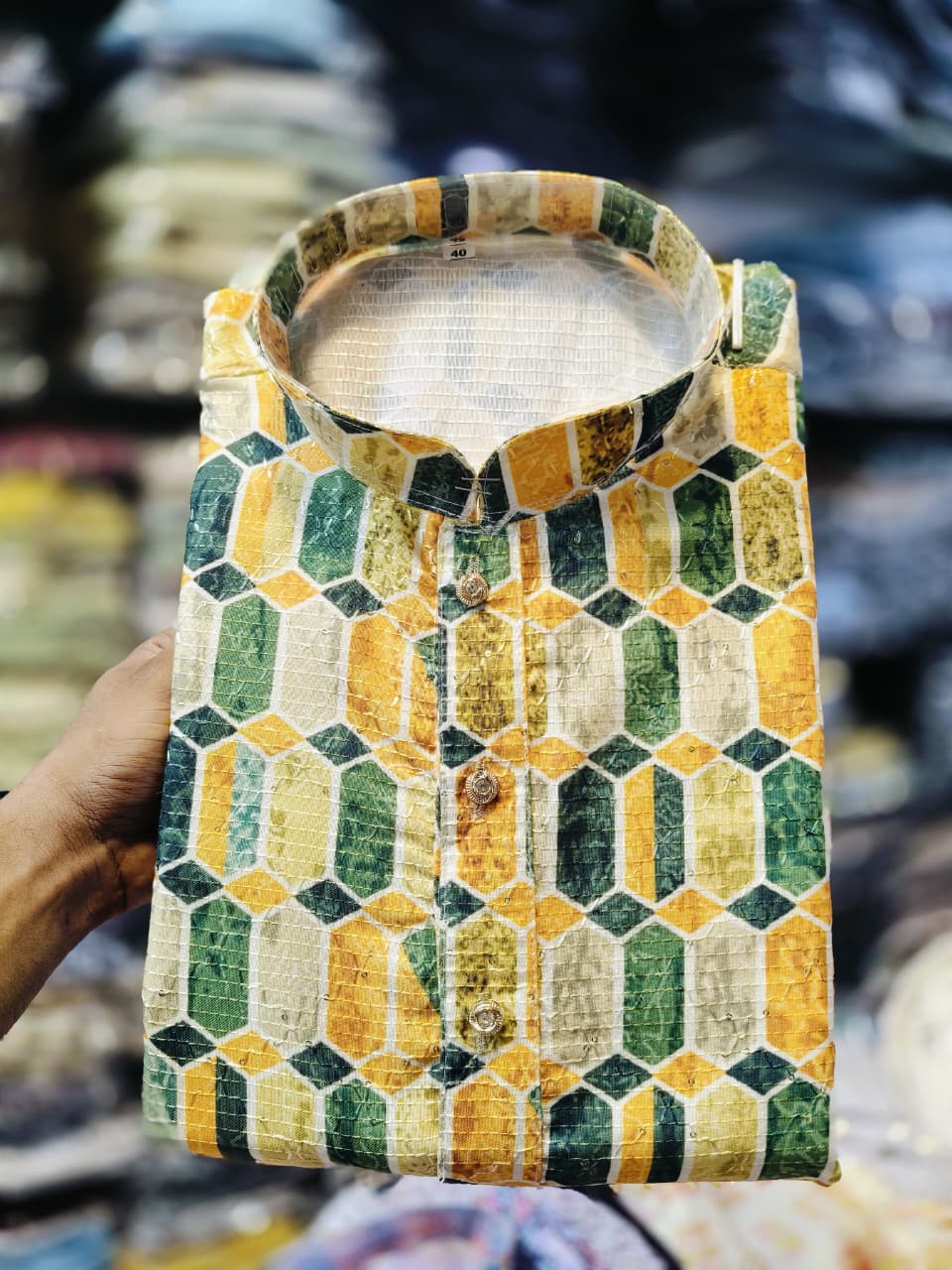 Lekha Mald 01 Crossed Rayon Digital Printed Mens Kurta