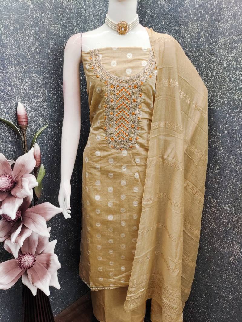 Cp 9111 Jacquard Worked Designer Color Set Matching Dress Material