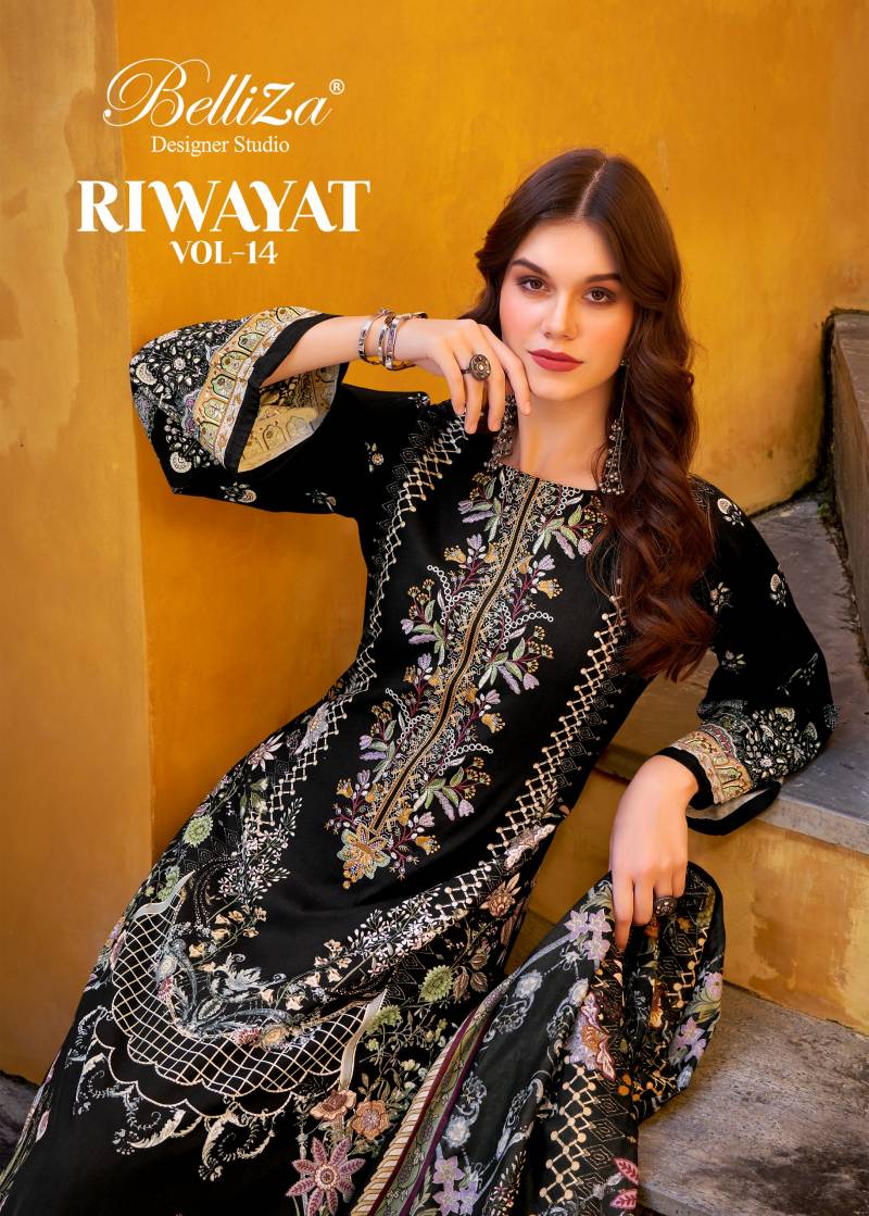 Belliza Riwayat Vol 14 Viscose Rayon Digital Print Dress Material