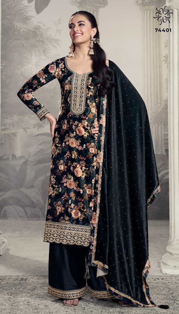Vinay Kuleesh Charvi Digital Print Velvet Salwar Kameez Collection