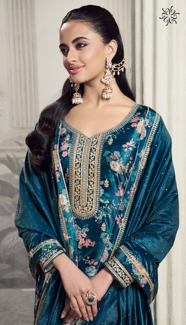 Vinay Kuleesh Charvi Digital Print Velvet Salwar Kameez Collection
