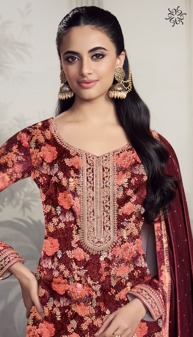 Vinay Kuleesh Charvi Digital Print Velvet Salwar Kameez Collection