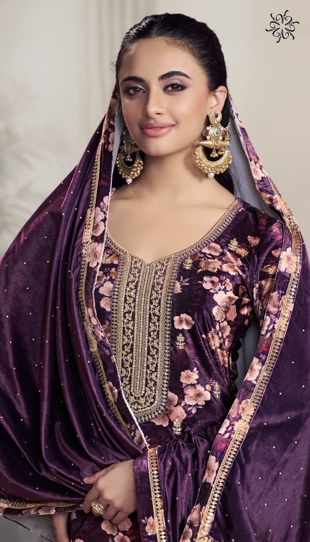 Vinay Kuleesh Charvi Digital Print Velvet Salwar Kameez Collection