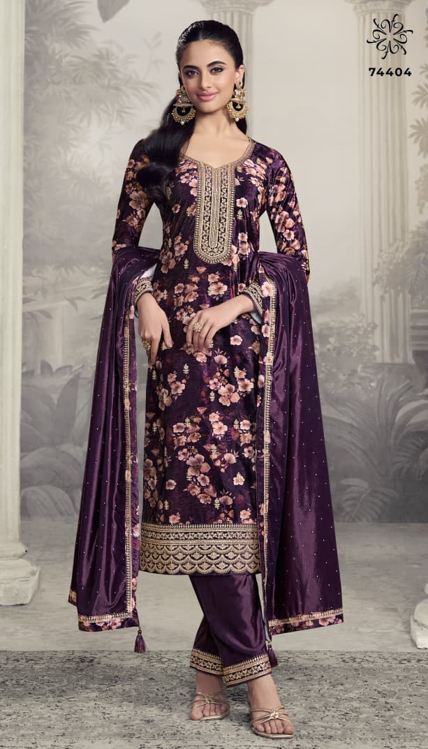 Vinay Kuleesh Charvi Digital Print Velvet Salwar Kameez Collection
