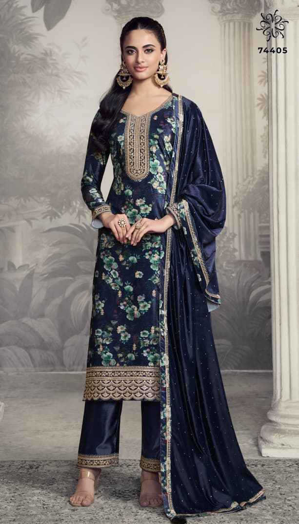 Vinay Kuleesh Charvi Digital Print Velvet Salwar Kameez Collection