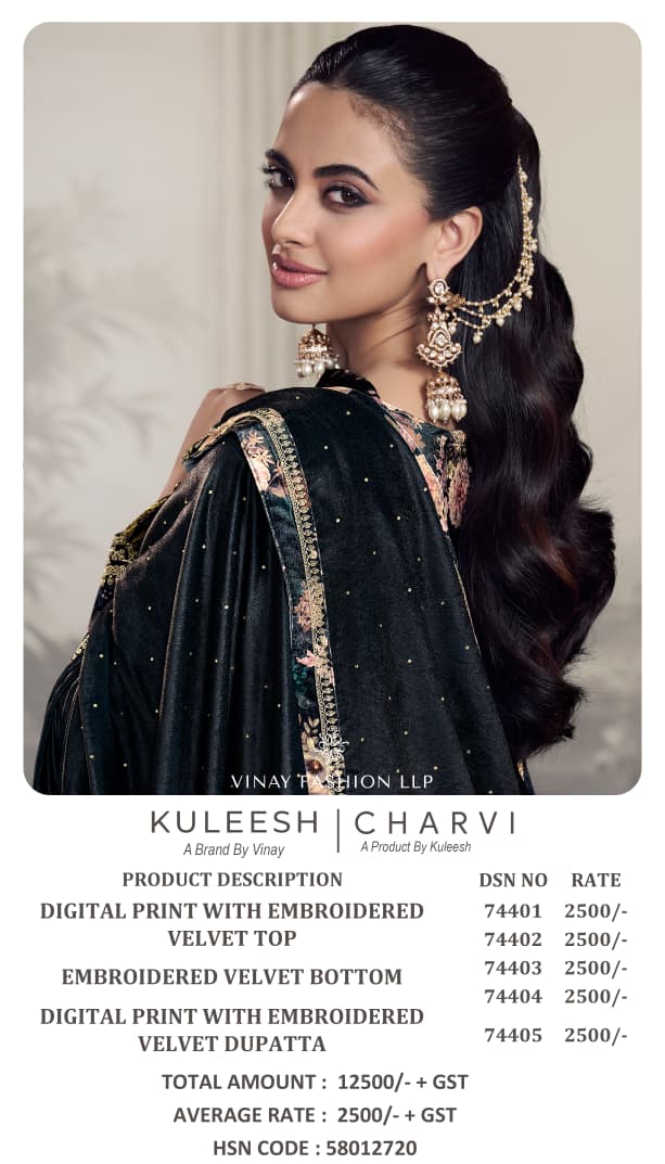 Vinay Kuleesh Charvi Digital Print Velvet Salwar Kameez Collection