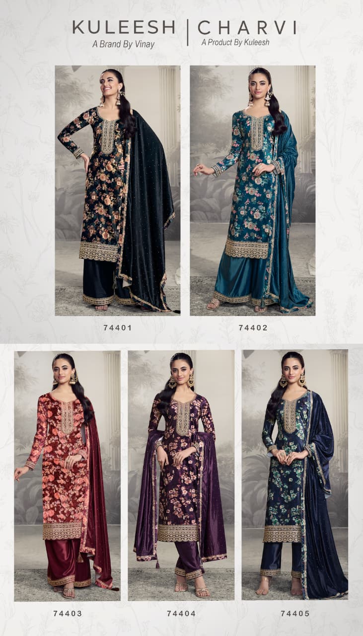 Vinay Kuleesh Charvi Digital Print Velvet Salwar Kameez Collection