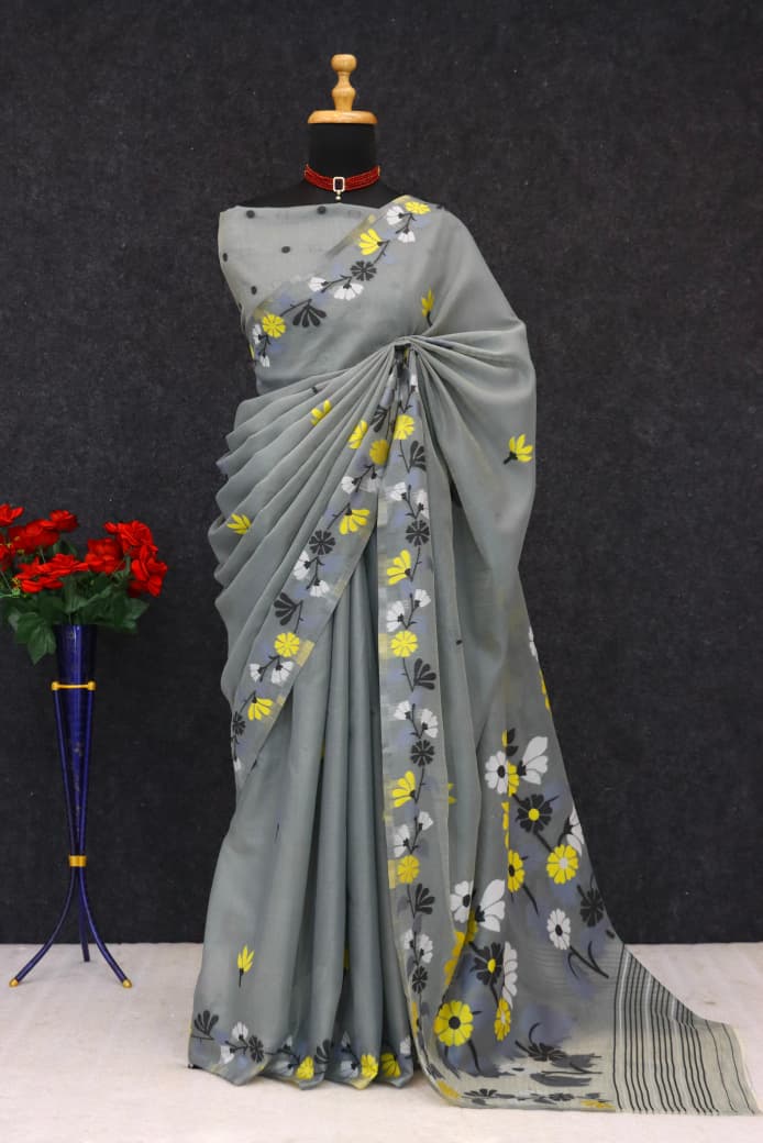Scps Rangkaat C Linen Cotton Silk Saree Collection