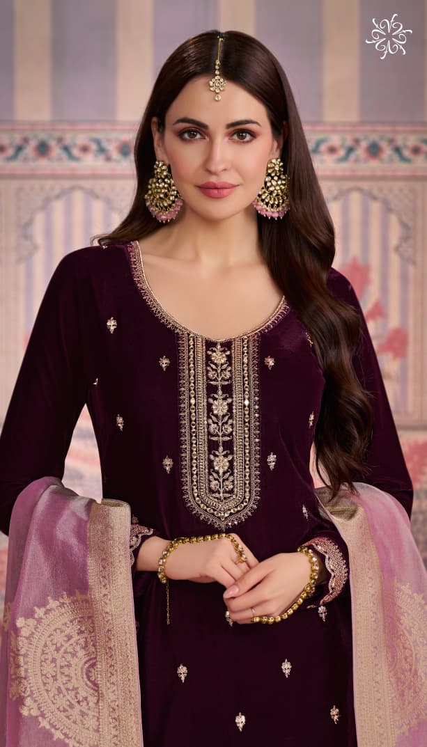 Vinay Kuleesh Kaveri Velvet Embroidered Work Salwar Kameez Suits