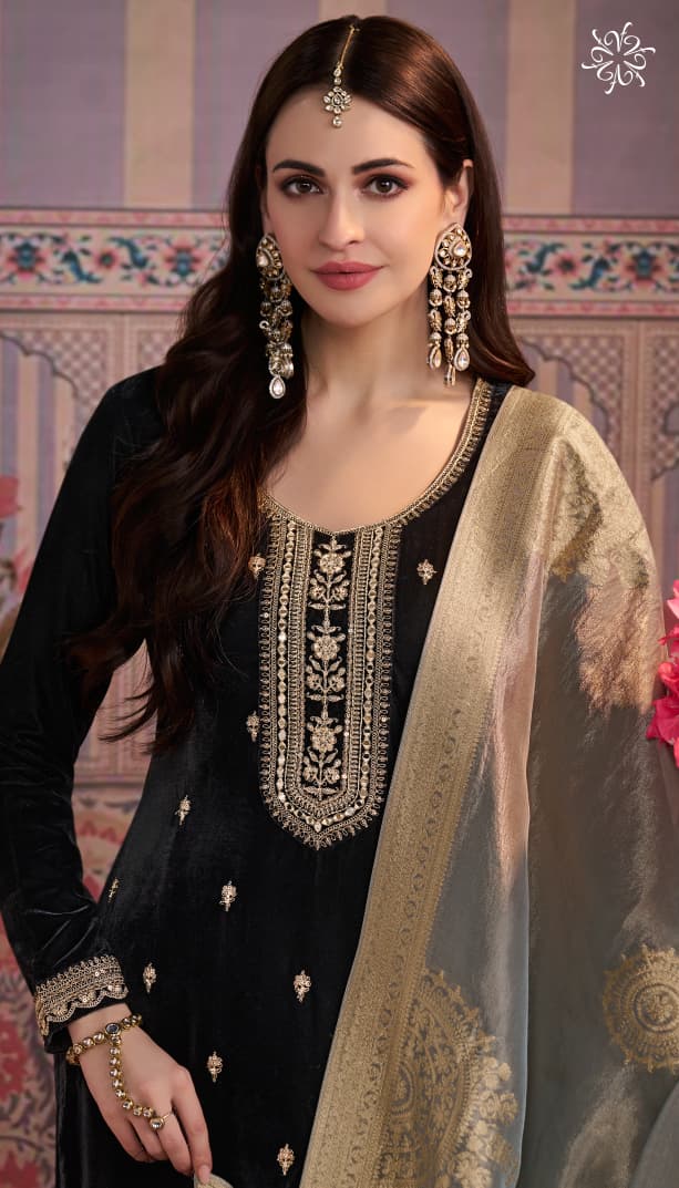 Vinay Kuleesh Kaveri Velvet Embroidered Work Salwar Kameez Suits