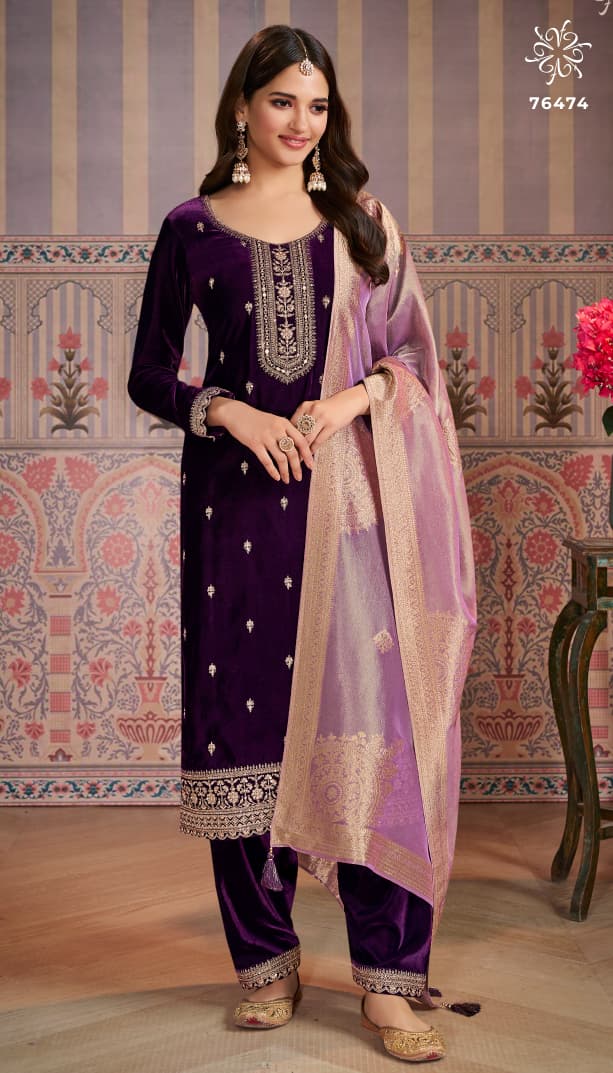 Vinay Kuleesh Kaveri Velvet Embroidered Work Salwar Kameez Suits