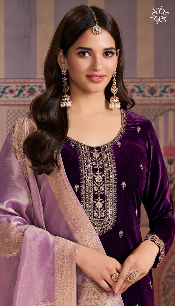 Vinay Kuleesh Kaveri Velvet Embroidered Work Salwar Kameez Suits