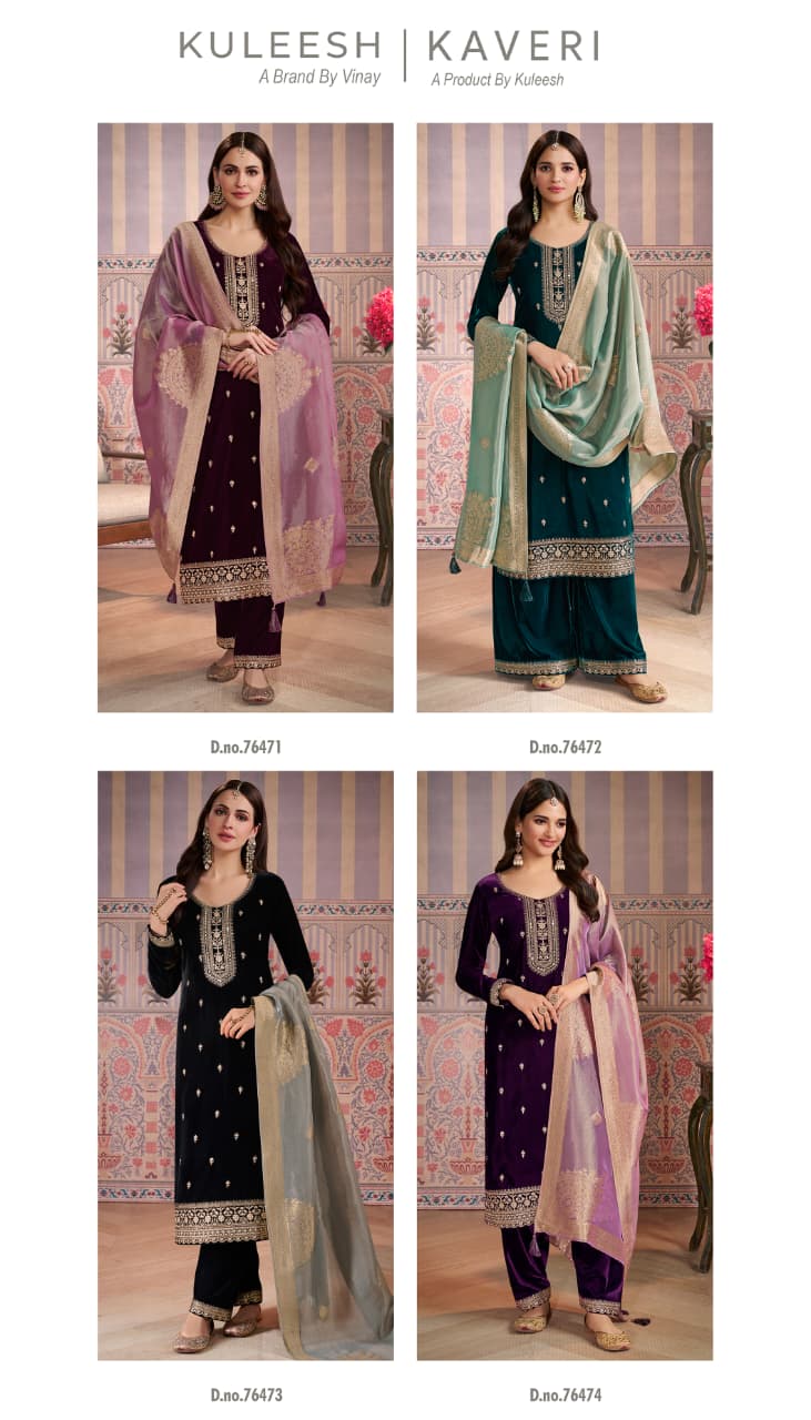 Vinay Kuleesh Kaveri Velvet Embroidered Work Salwar Kameez Suits