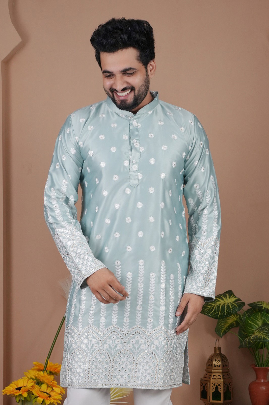 Lekha Ban Gadhval Silk Heavy Embroidery Sequence Kurta Pajama