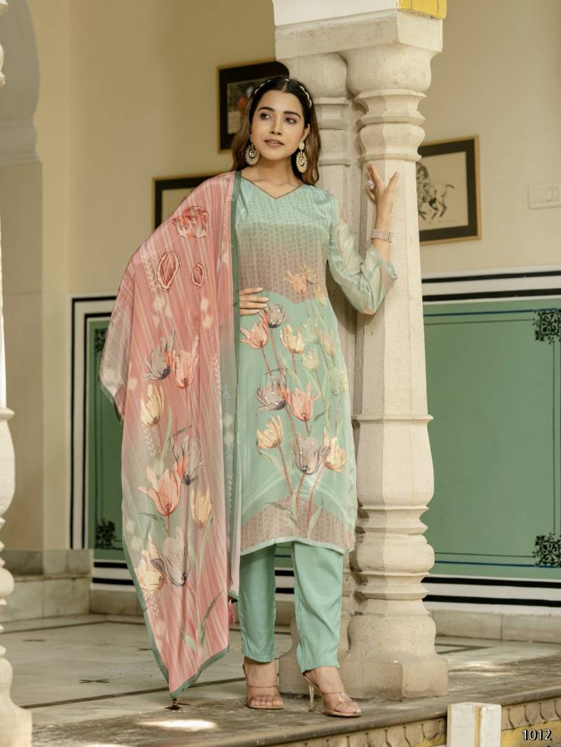 Reva Vol 1 Viscose Digital Printed Silk Kurti With Bottom Dupatta