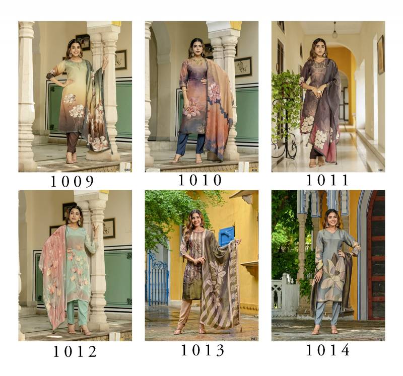 Reva Vol 1 Viscose Digital Printed Silk Kurti With Bottom Dupatta