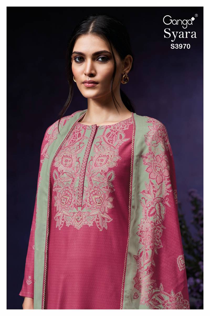 Ganga Syara 3970 Wool Pashmina Printed Embroidery Salwar Kameez