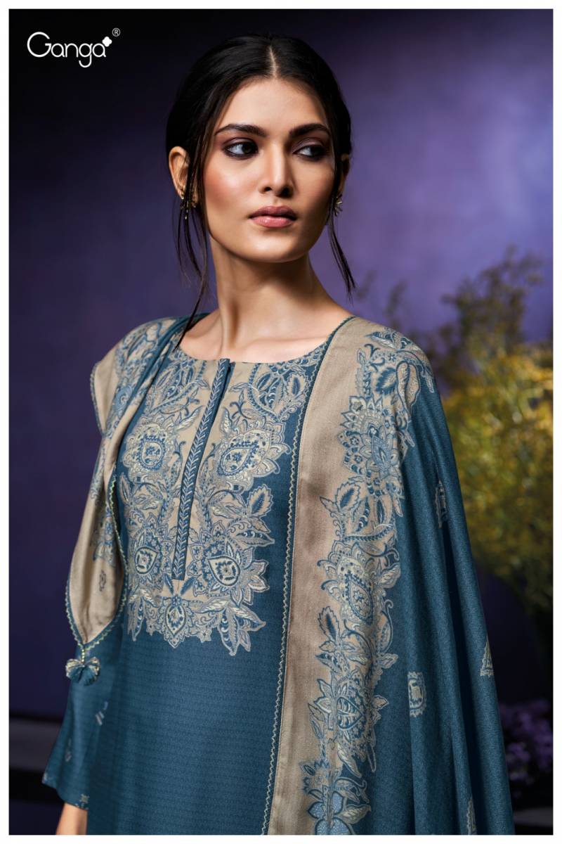 Ganga Syara 3970 Wool Pashmina Printed Embroidery Salwar Kameez