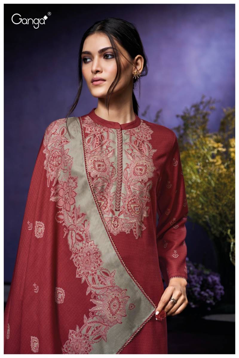 Ganga Syara 3970 Wool Pashmina Printed Embroidery Salwar Kameez