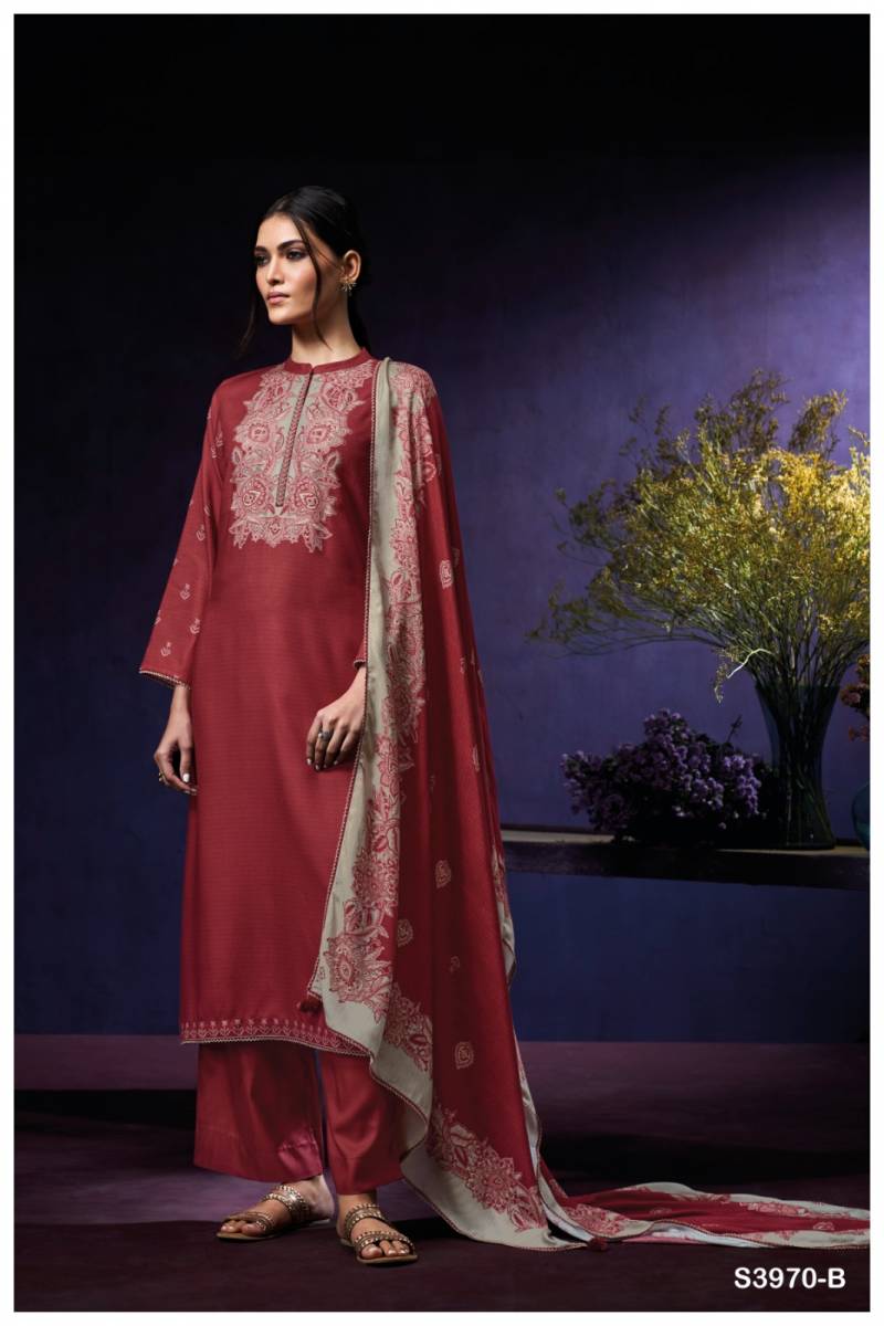 Ganga Syara 3970 Wool Pashmina Printed Embroidery Salwar Kameez