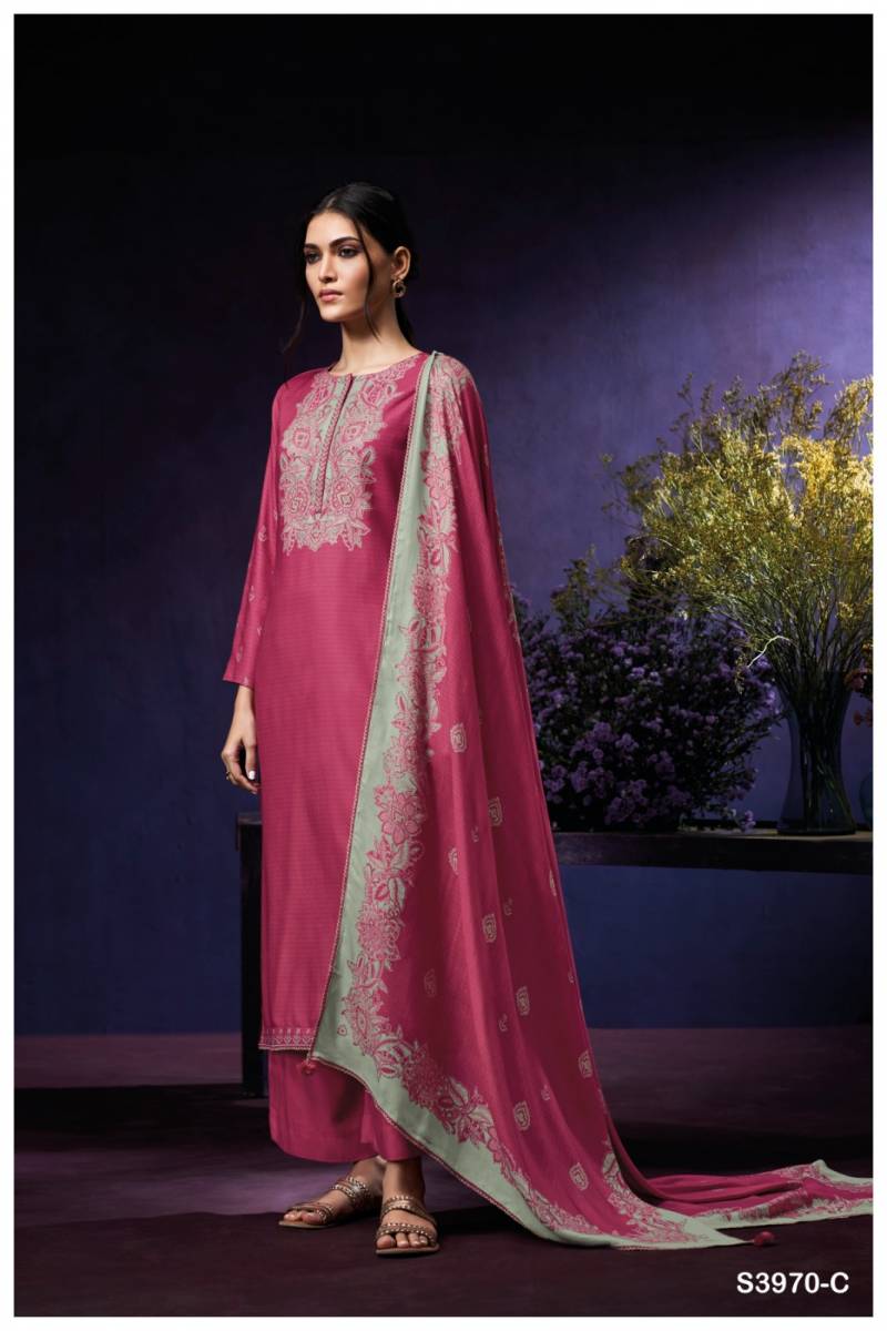 Ganga Syara 3970 Wool Pashmina Printed Embroidery Salwar Kameez