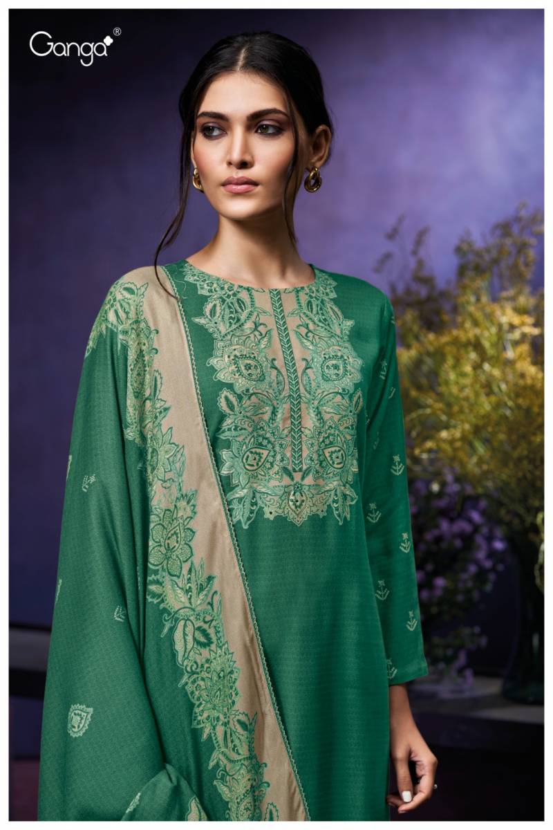 Ganga Syara 3970 Wool Pashmina Printed Embroidery Salwar Kameez
